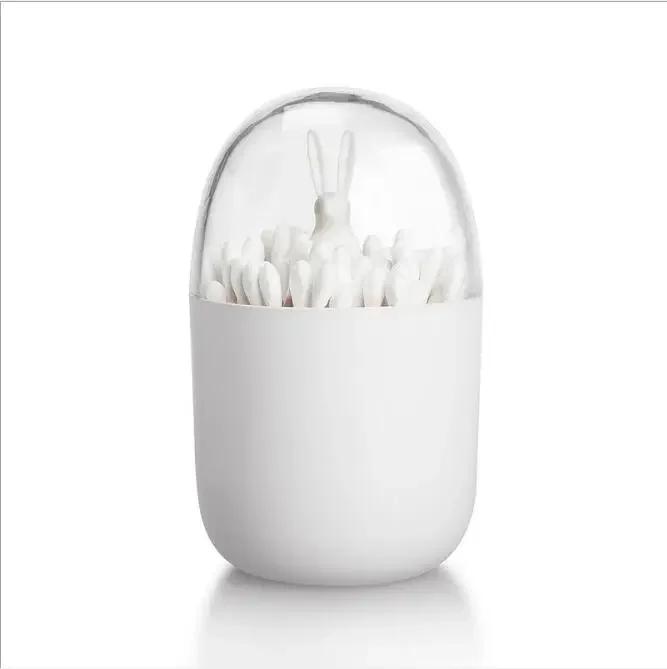 1pc Creative Toothpick Holder Plastic Cotton Swab Holder with Cute Mini Cactus Trees Rabbit Table Accessories Home Decor