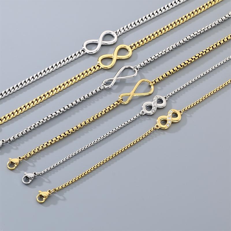 Minimalist Infinity Charm Bracelet for Women Men Polished Stainless Steel Zircon Jewelry Ideal for Gifts & Daily Wear Gold Color