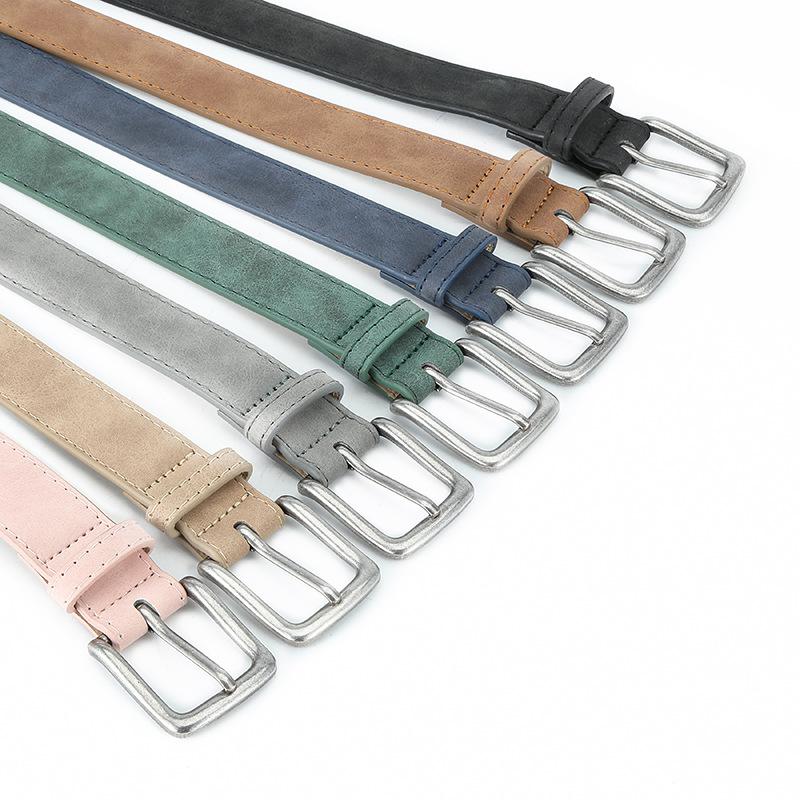 Frosted Texture Wear-Resistant Pin Buckle Belt, Women'S Outer With Retro Literary And Artistic Style High-End Pu Belt