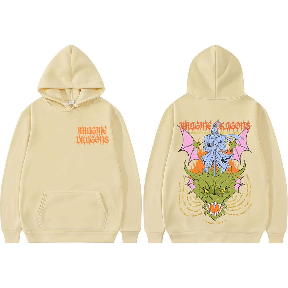 Imagine Dragons KNIGHT DRAGON World Tour Bluza z kapturem Topy Mężczyźni Kobiety Harajuku Estetyka Hip Hop Topy Bluzy Komfortowe Bluzy