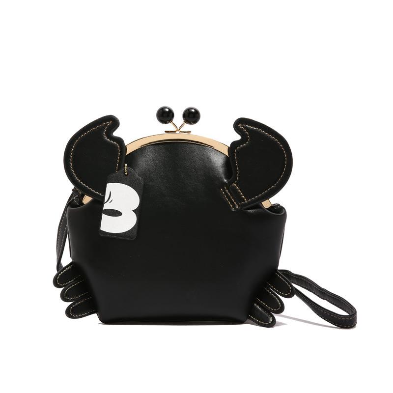 

Персонализированная и креативная маленькая сумка 2025 новая японская мультяшная маленькая сумка через плечо с крабом женская универсальная сумка-мессенджер в форме ракушки чёрный