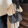 Large Capacity Tote Bag Women's Commuter Denim Shoulder Bag Chains Bag