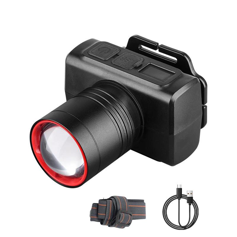 1200Lum Tactical LED Headlamp - USB Rechargeable Head Flasglight, Zoomable Sensor Light for Night Fishing, Hunting, Emergency