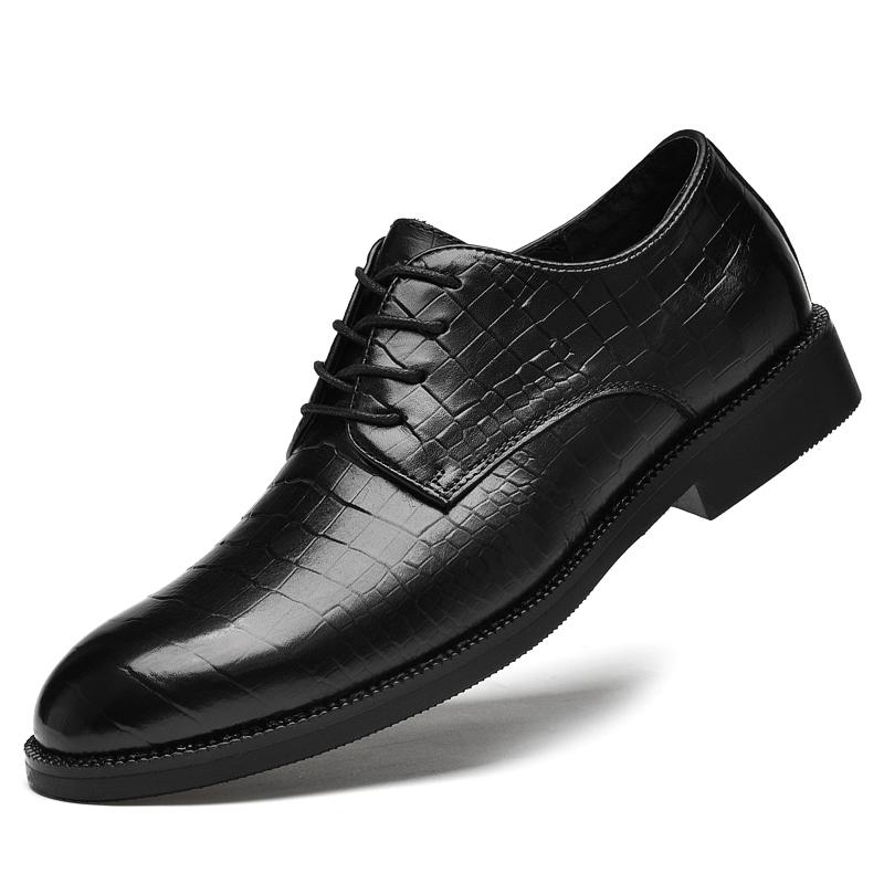 Vysoce kvalitní klasické pánské společenské boty, černé šněrovací kožené boty, pánské špičaté boty pro business casual, formální boty na svatbu