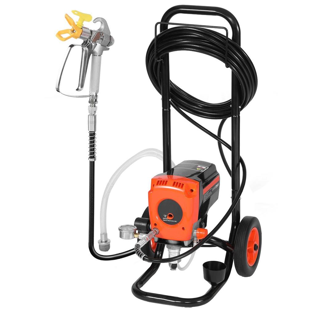 Stand Airless Paint Sprayer, 900W, 3300PSI High Pressure Airless Sprayer with Cart, Cleaning Brush, Hose, Extension Rod, Nozzles, Electric Spray Paint