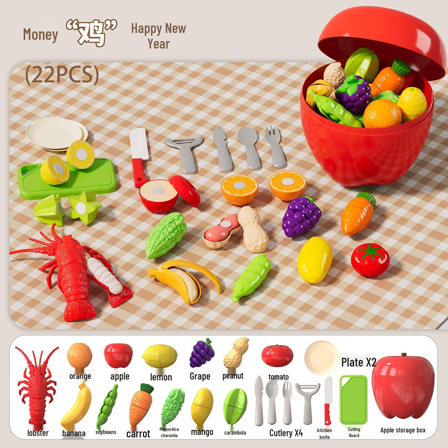 Cuttable & Gratable Fruit & Vegetable Play Set for Kids Aged 3-6 – Educational Toy Gift
