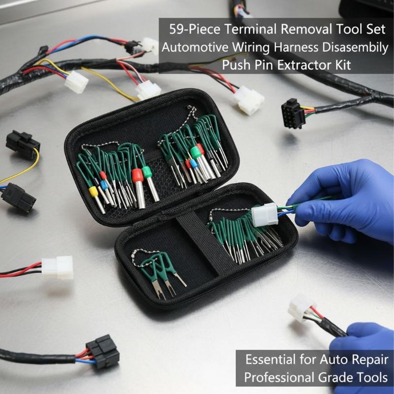 Juego Completo de 59 Piezas Extractor de Pines de Coche Con Mango Ergonómico Para Trabajos de Cableado de Precisión Herramienta de Extracción de Pines de Conectores Eléctricos