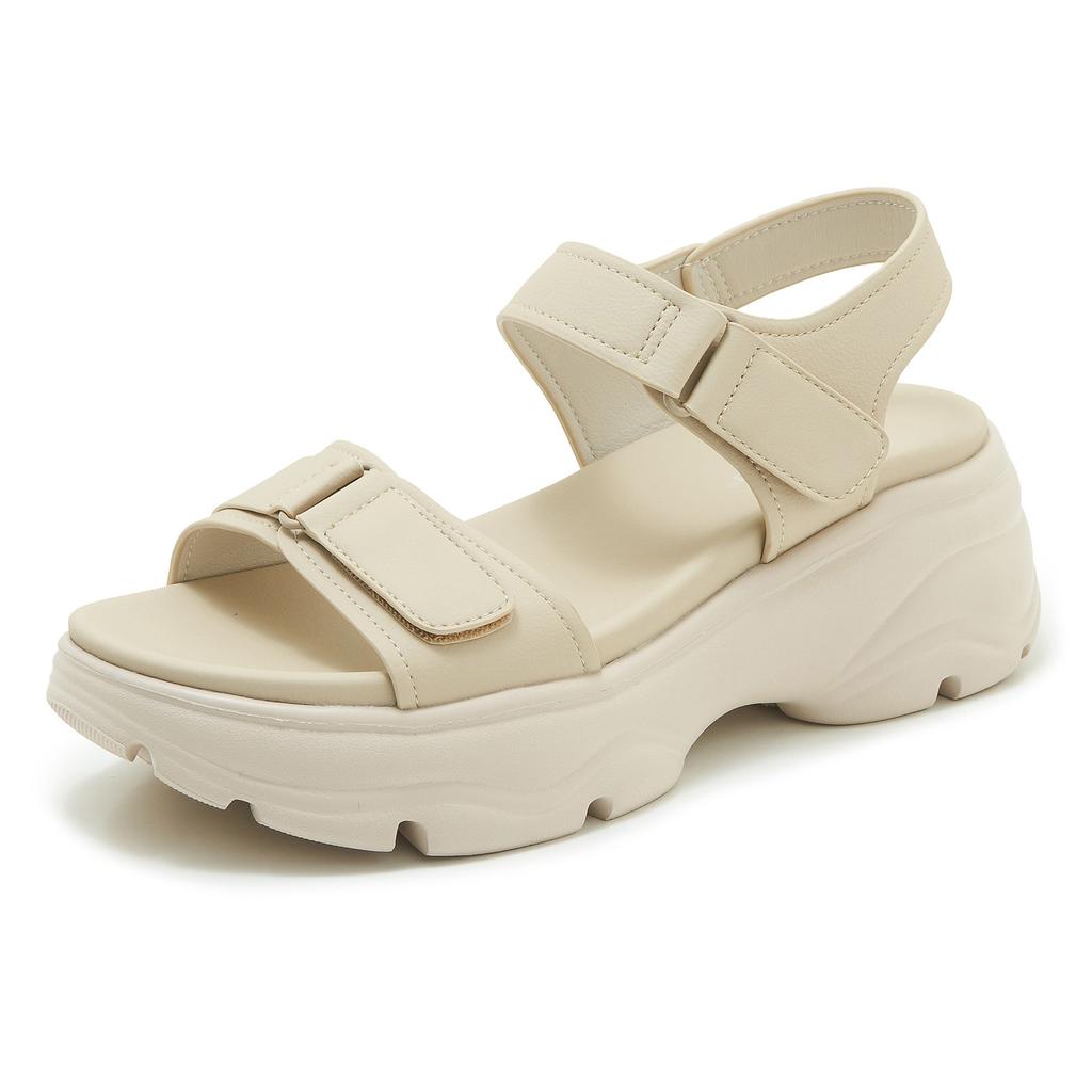 Summer New Height Increasing Sandals for Women with Soft Soles and Anti Slip Velcro Beach Shoes From Europe, America, and South Africa