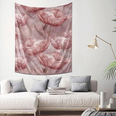 Elegant Pink Tulip Tapestry Home Decor Art Hanging Beautiful Wall Decoration