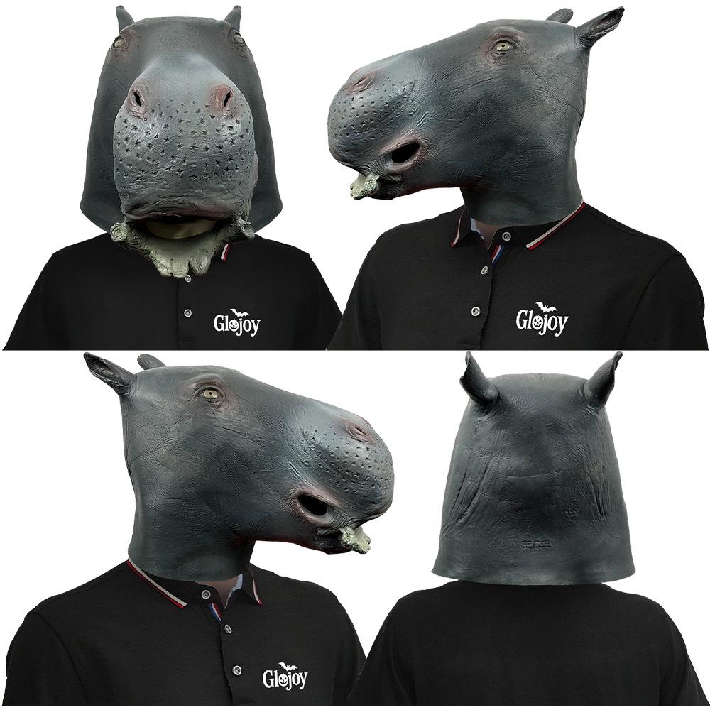 Cute hippo funny animal hood masquerade live mask halloween party show props
