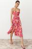Women's Style Dress Multicolored A-Line Dress with Rose Detail