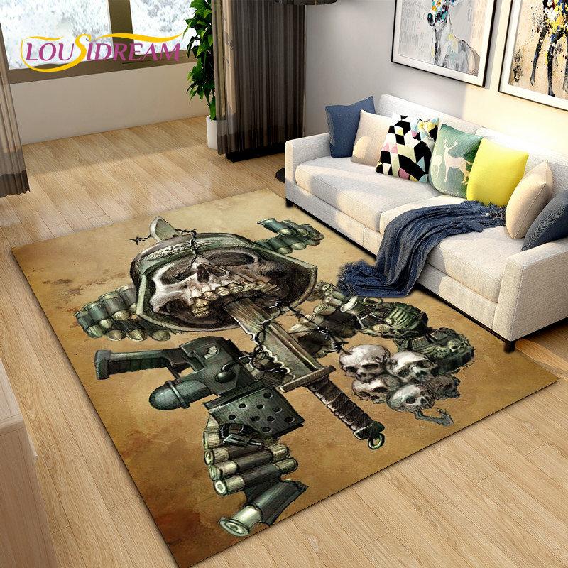 3D Horror Death Skull Pirate  Area Rug,Carpet Rug for Living Room Bedroom Sofa Doormat Decoration, Kids Play Non-slip Floor Mat