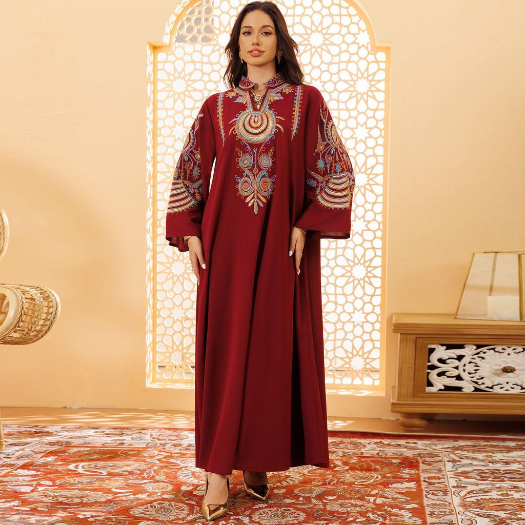 AB430 Women's Embroidered Cord Pullover Dress Robe