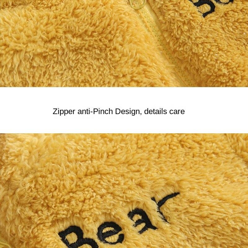 Kinder-Bär-Mantel, mit Fleece gefüttert, hält das Baby warm, Wintermantel, Unisex-Kinder-Baumwollmantel