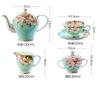 Pink Blue Flower Bone china Coffee Cup Set Porcelain Tea Cup Set Ceramic Pot Mug Sugar Bowl Creamer Teapot Milk Jug Teaset