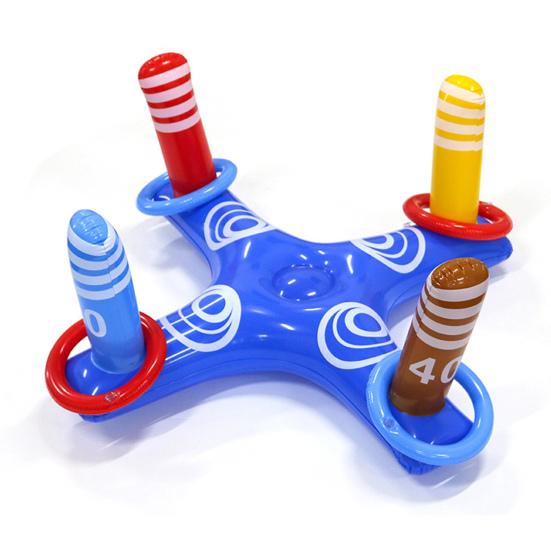 1 Set Inflatable Pool Ring Toss Toy with 45720 Rings Kids Adults Indoor Floating Cross Basketball Stand PVC