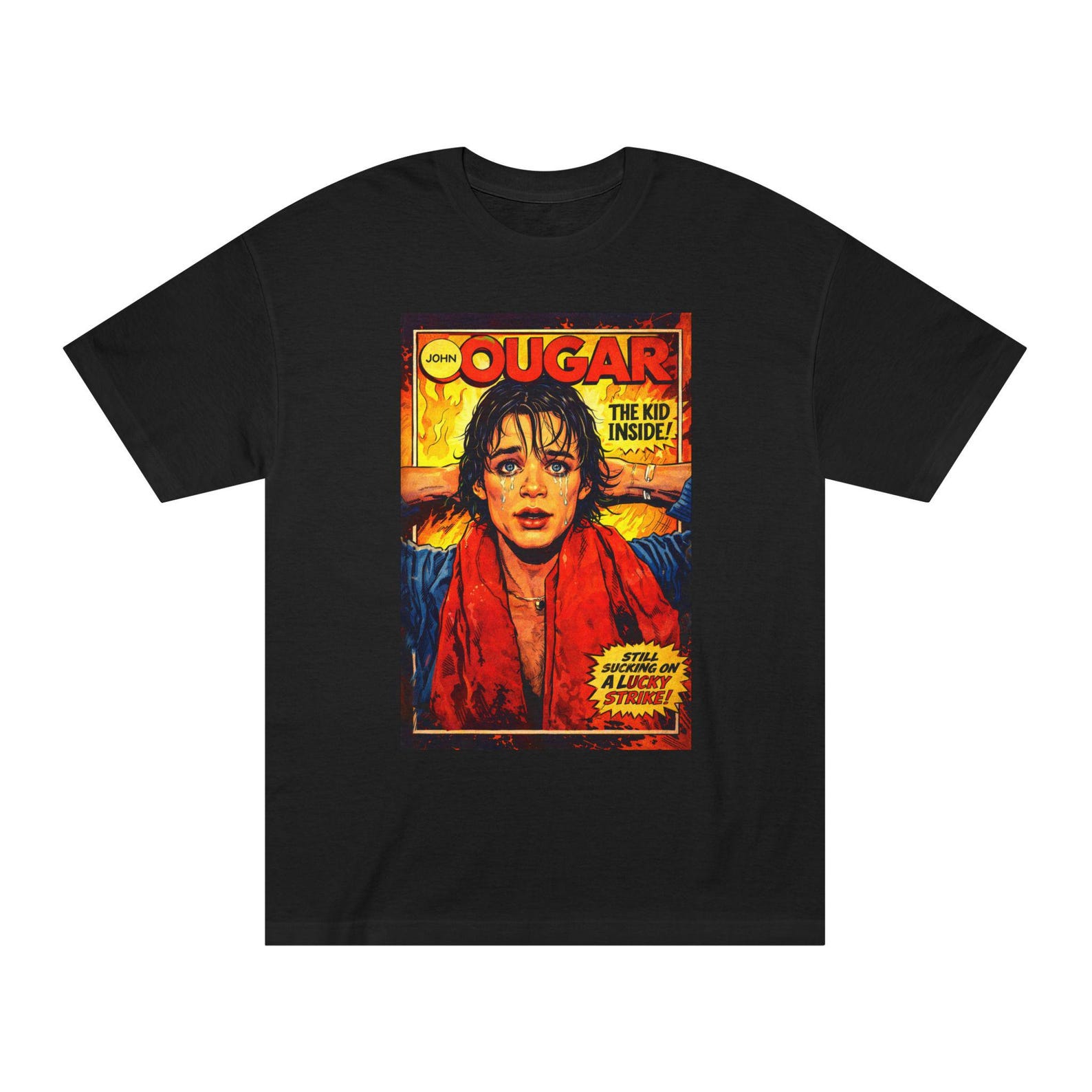 John Cougar Comic Cover Tee | Retro Pulp Art Graphic Shirt M