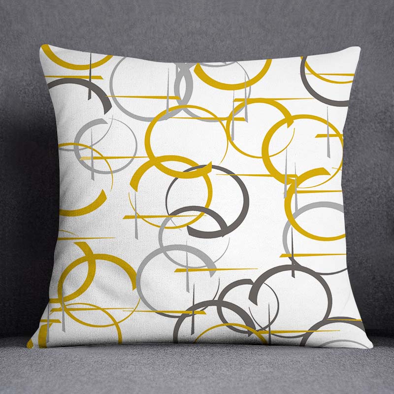 Декоративная наволочка с синим и желтым геометрическим узором. Квадратная наволочка. Декоративная наволочка для домашнего офиса. 45x45cm