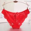 Ladies' Sexy Seamless Briefs Hollow Lace Low Waist Triangle Panties Ruffled Edges Bow Underwear