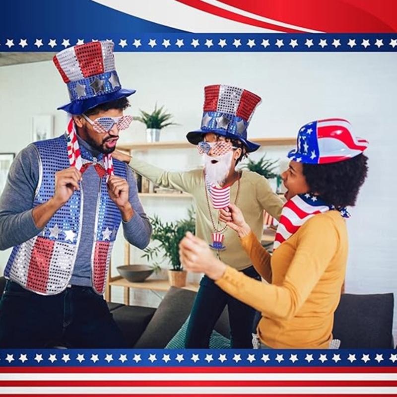Patriotic Independence Day Outfits American Flag Costumes Accessories 4th of July Costume for Dress Up Cosplay Party