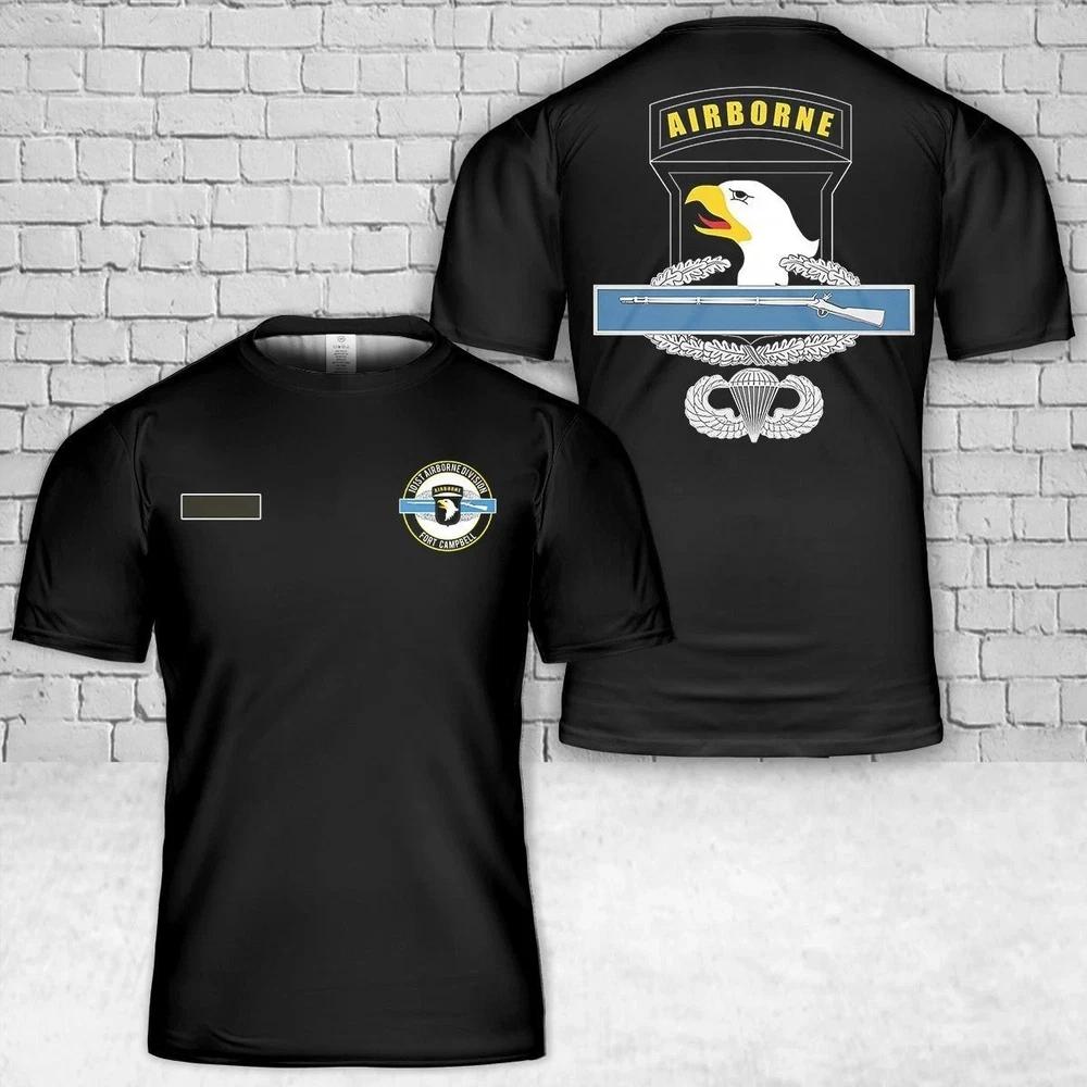 Custom Name US Army 101st Airborne Combat Infantry Badge CIB Airborne TShirt 3D S
