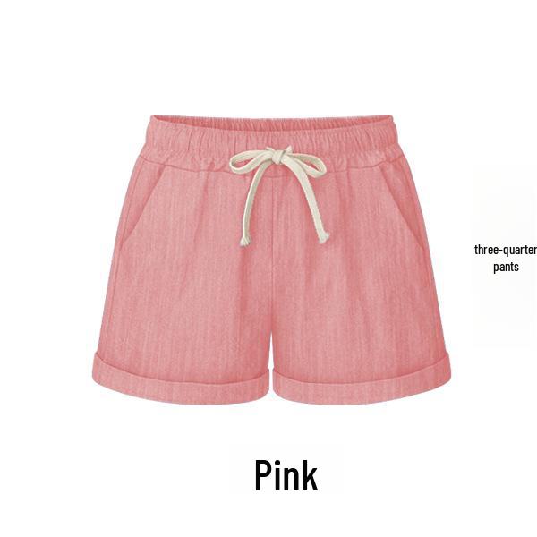 Women's Plus Size Summer Cotton Harem Shorts - Loose, Wide-Leg Three-Quarter Pants