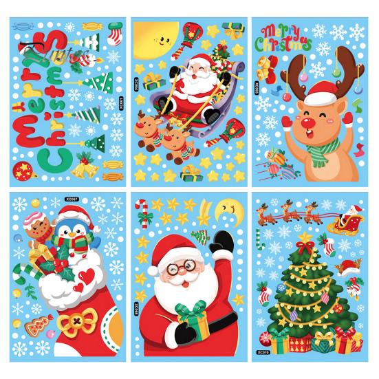 Festligt julfönster klamrar sig fast i rikt Xmas Element Skapa atmosfär Söt vintersemester fönsterdekaler