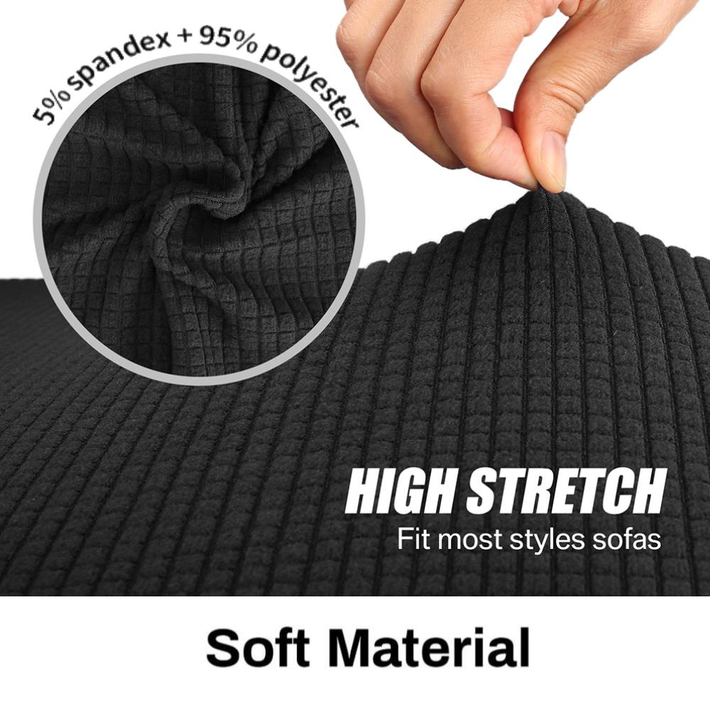 

Stretch Sofa Cover Furniture Protector Cushion Couch Covers with Elastic Bottom for Kids Pets Friendly Anti Slip Slipcovers 1-Seater 90-140CM чорний