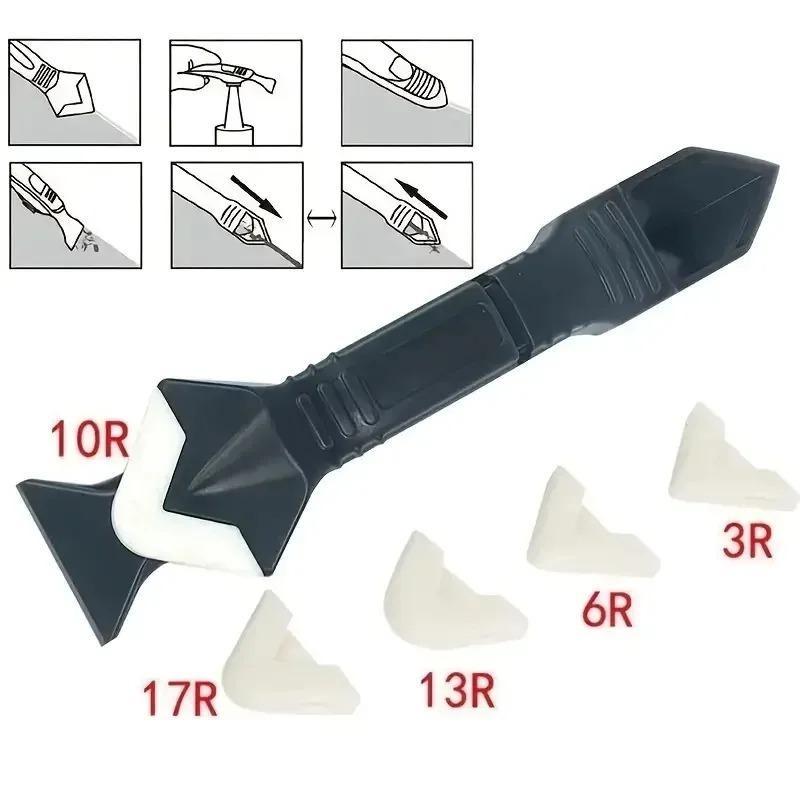 6pcs 5 In 1 Silicone Remover Caulk Finisher Sealant Smooth Scraper Grout Kit Tools with Seam Tape Plastic Hand Tools Set Accessories