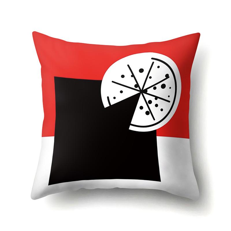 Polyester Pillow Case Car Black and Red Geometric Circle Lines Decorative Home Print Pillow Bedside Cushion Cover