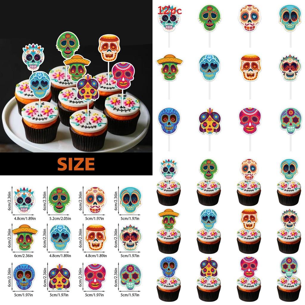 Halloween Skull Cake Topper Paper Party Decoration For Spooky Celebrations