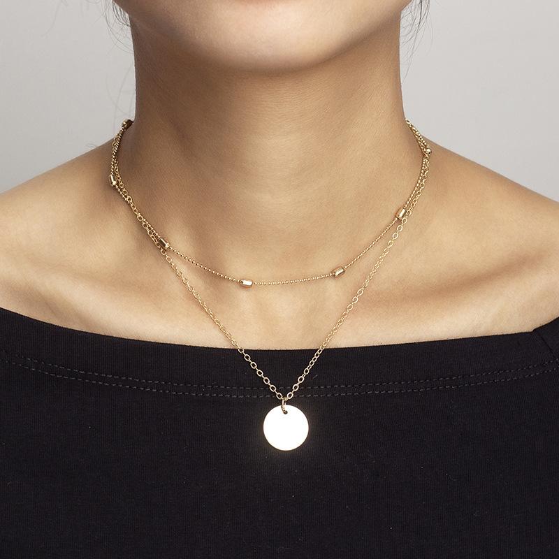 ins popular jewelry, multi-layer personalized sequins stacked necklace, fashionable and simple layered collarbone chain