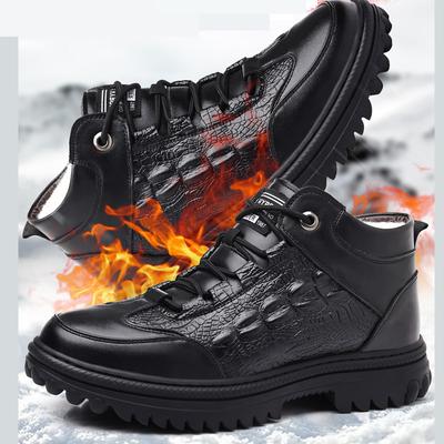 Echtes Leder Herren Stiefel Business Casual Schuhe Herren Wolle Warme Baumwolle Herren Schneestiefel Outdoor