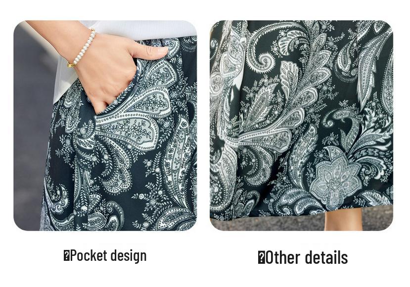 Summer Temperament Lace-Up T-Shirt & Versatile Skirt Set for Middle-Aged Women