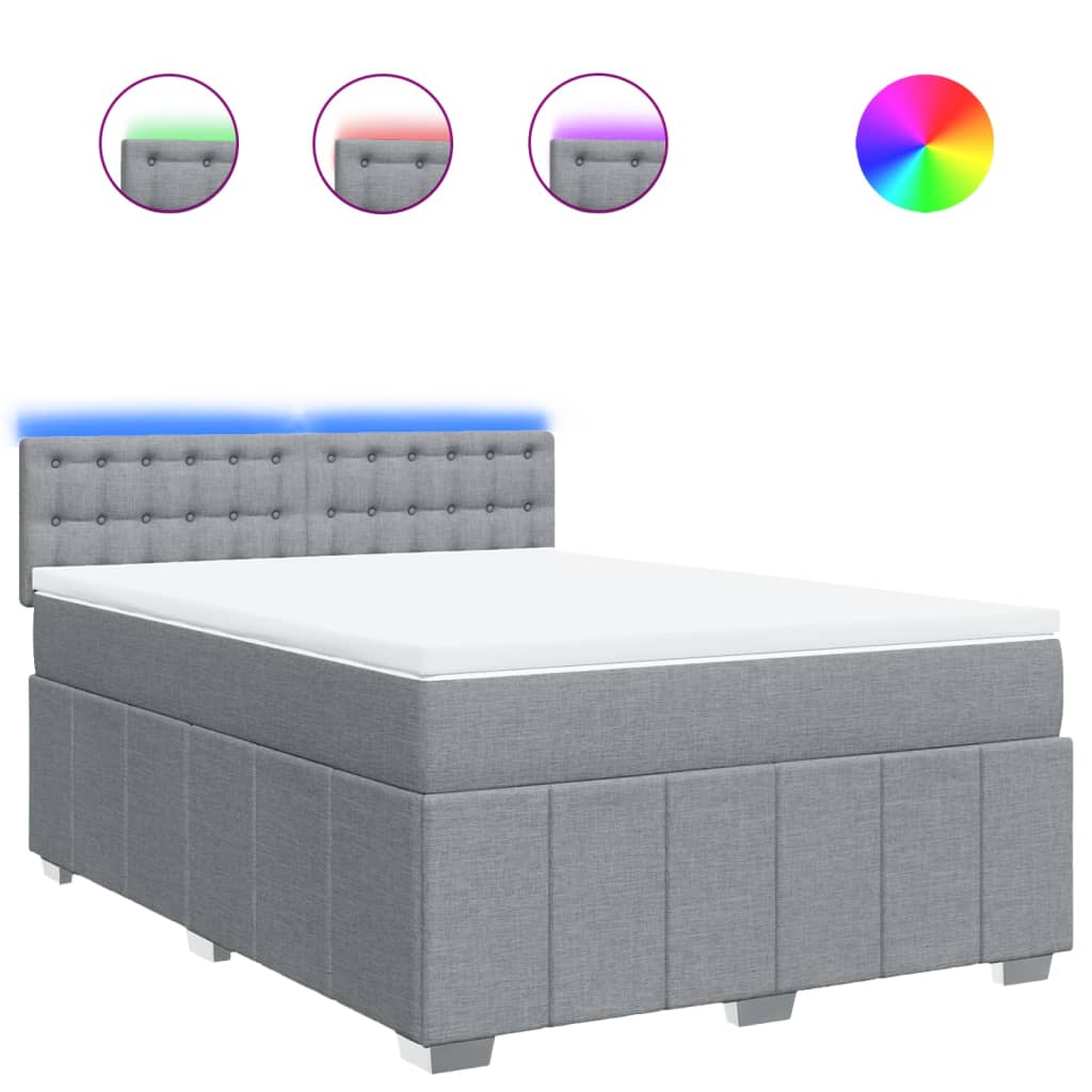 Vidaxl Letto Continentale Con Materasso, Grigio Chiaro 140X200 Cm, Tessuto