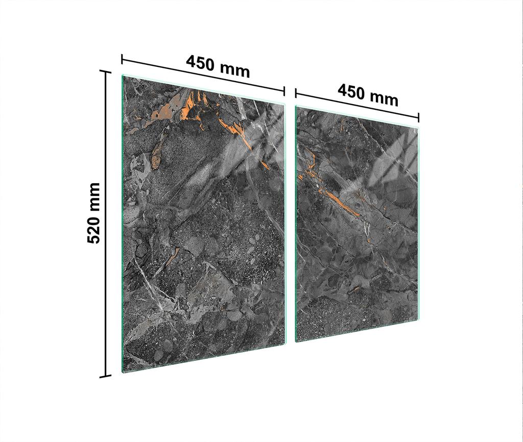 Glass protective plate for stove 2x45x52 Marble