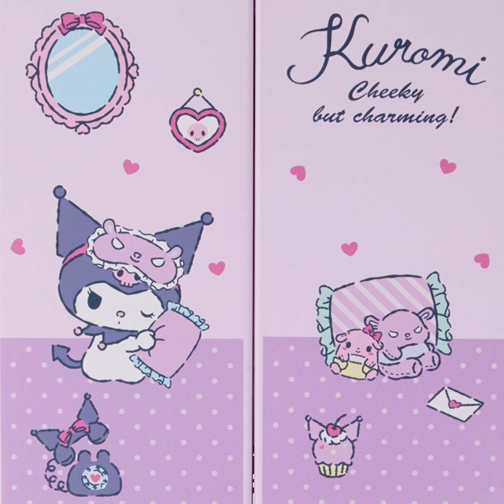 Sanrio Kuromi Lighted Mirror, Approx. 33.5 x 12 x 28.5 cm (with door open), ABS Resin Glass, 064271