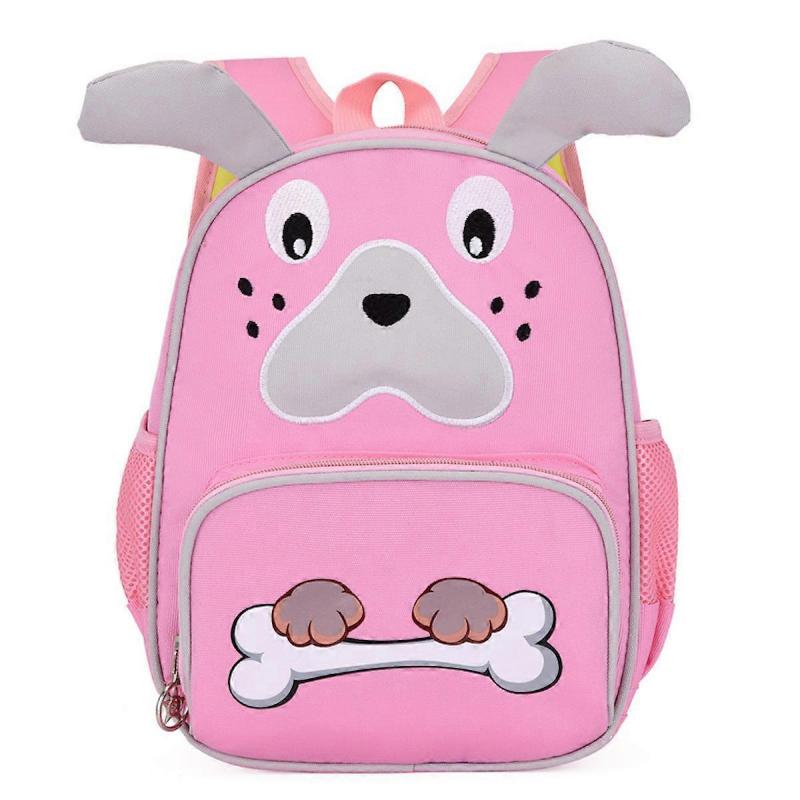 Hunde-Rucksack Cartoon Kleinkind Vorschultasche Rosa Rucksack mit Vordertasche