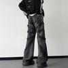 Y2K Black Street Retro High Waist Oversized Jeans Pánské vyprané tmavé kalhoty se širokými nohavicemi
