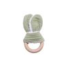 100% Cotton Baby Bunny Ear Teether Rabbit Beech Wooden Rattle Teether Safe Organic Wooden Ring Nursing Training Teethers Toy