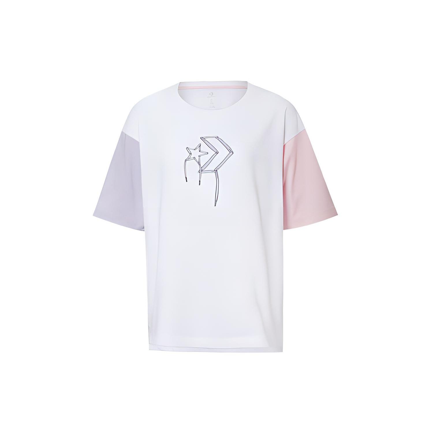 (WMNS) Converse Logo Printed T-Shirt Asia Sizing White Pink Women s 10020854-A01 L