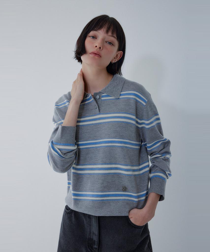Bobeu Wool Blend Stripe Pullover_Melange Gray 7156150003