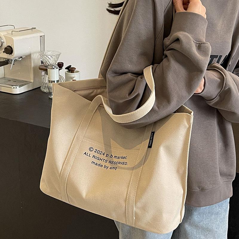 2025 Women's Large Capacity Canvas Tote: Versatile Summer Shoulder Bag for College Commute