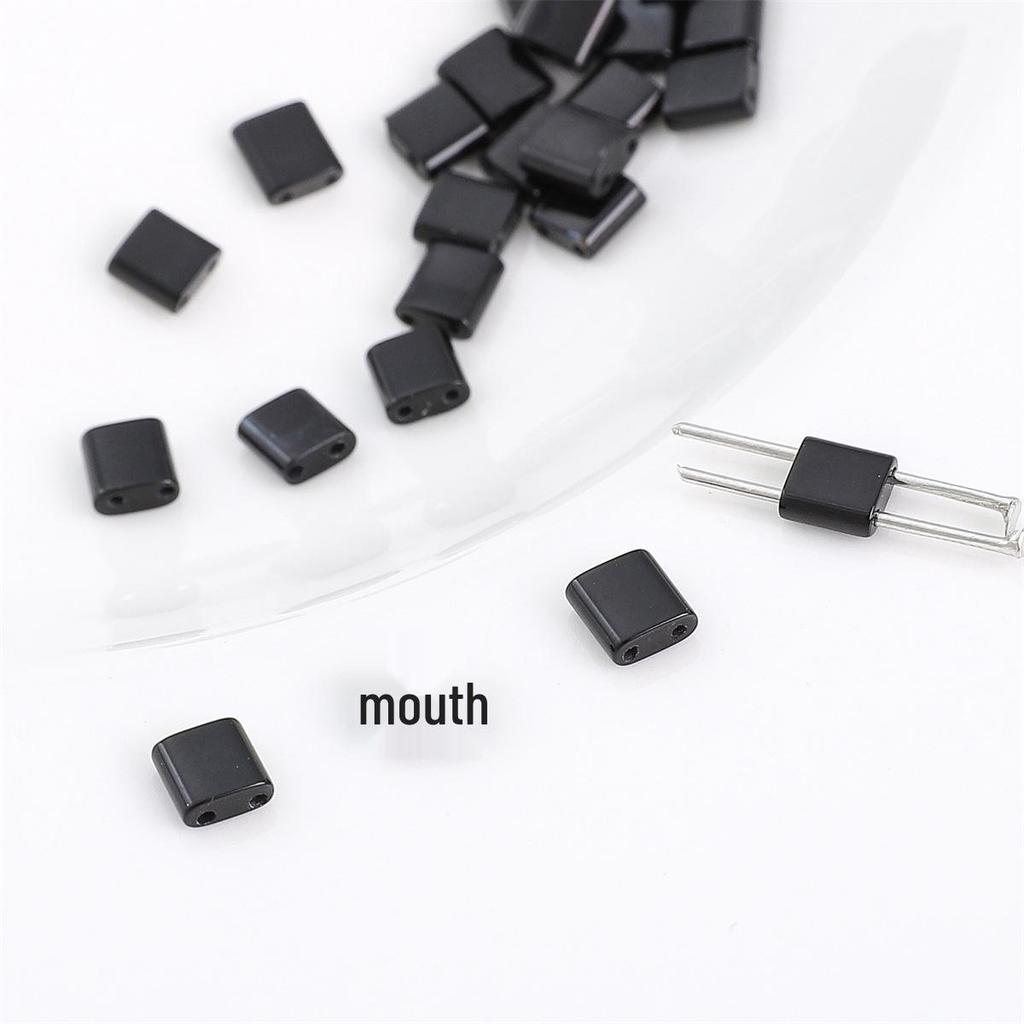 Black Hematite Emperor Stone Square Two-Hole Loose Beads for DIY Jewelry Making