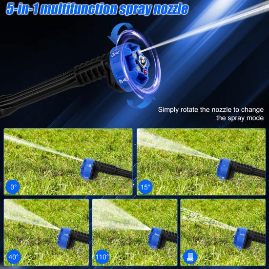 Akkubetriebener Hochdruckreiniger Akkubetriebener Hochdruckreiniger Akkubetriebener Hochdruckreiniger mit 6-in-1 verstellbaren Düsen 24V Tragbarer Auto-Hochdruckreiniger