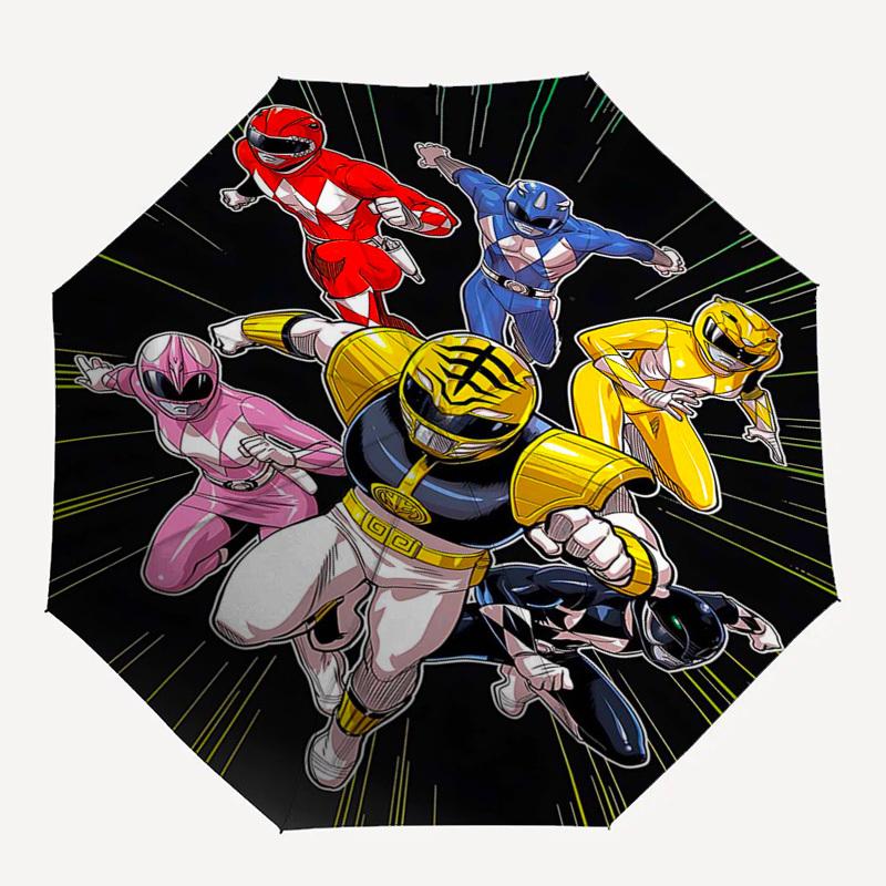 1pc Power Rangers Umbrella, Automatic Opening, Portable 3-Fold Design, 8-Rib Iron Frame, Outdoor, Perfect Gift for Fans, Travelers, Daily Use, Festiva