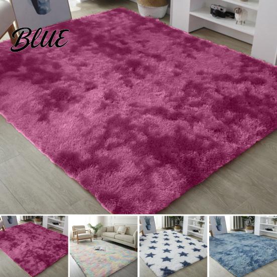 Soft Area Rug Floor Carpet Star Fluffy Tie-Dye Modern Long Plush Non-slip Machine Washable Living