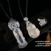 Lychee Frozen White Chalcedony, Gourd Gem Necklace, Water Spirit, 18K Gold Plated, High Ice Chalcedony Cheetah, Ring