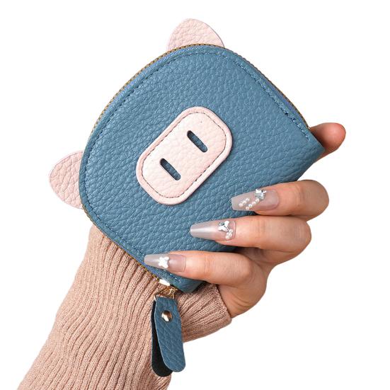 Piggy Coin Wallet Zip Around Purse with Multi Card Slots Accordion Style Coin Purse Card Holder for Girls Travel Dating Shopping