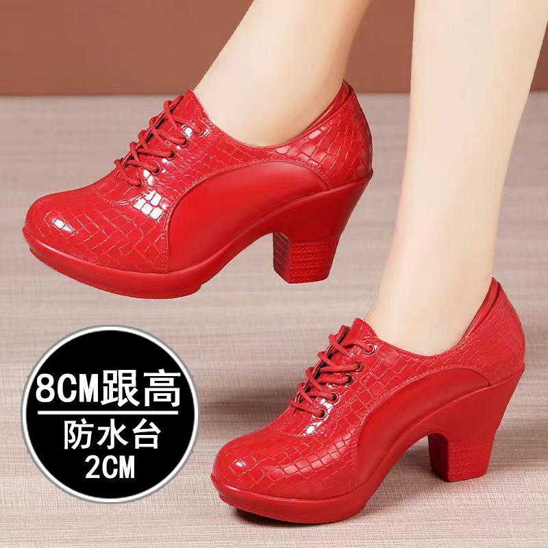 

6см 8см Маленький Великий Розмір 33-43 Зручні Лаковані Туфлі Жіночі Платформа Оксфорди 2025 Весна Блочні Високі Підбори Взуття Робота Мама 39